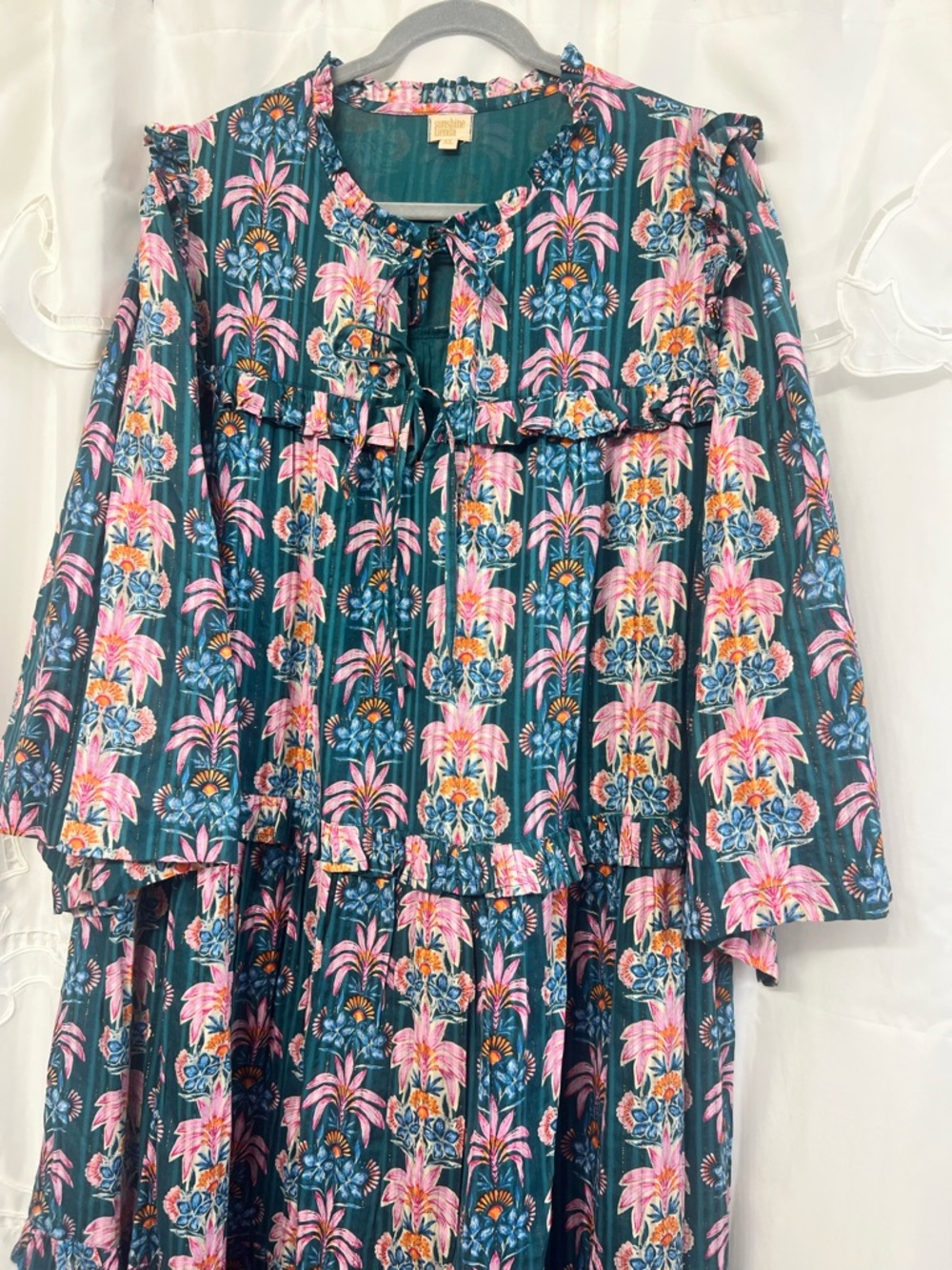 Sunshine Tienda Palm Royale Paradise Maxi Dress XL NWOT Cotton Lurex - Picture 10 of 16